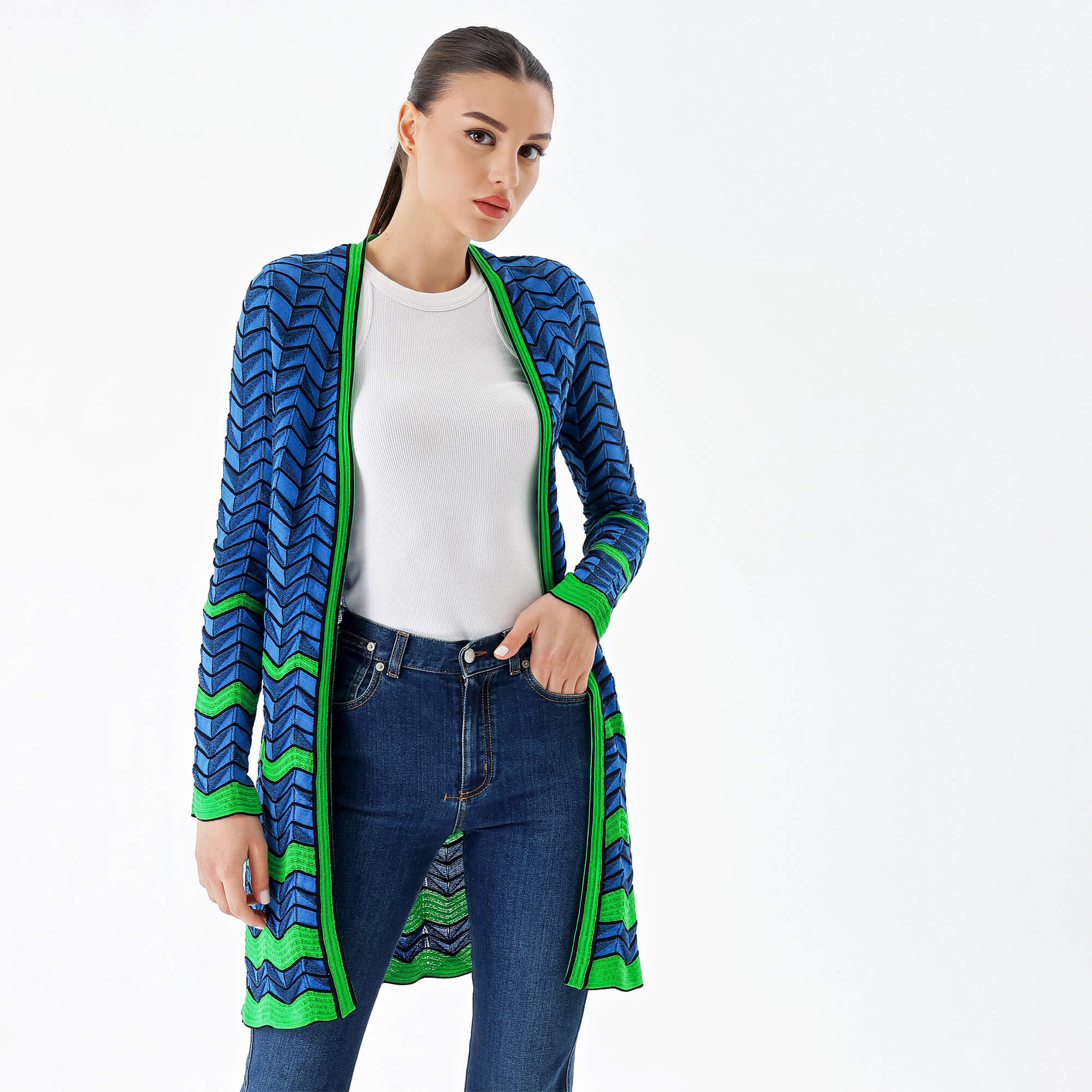 Missoni - Blue&Green&Black Zigzag Cardigan